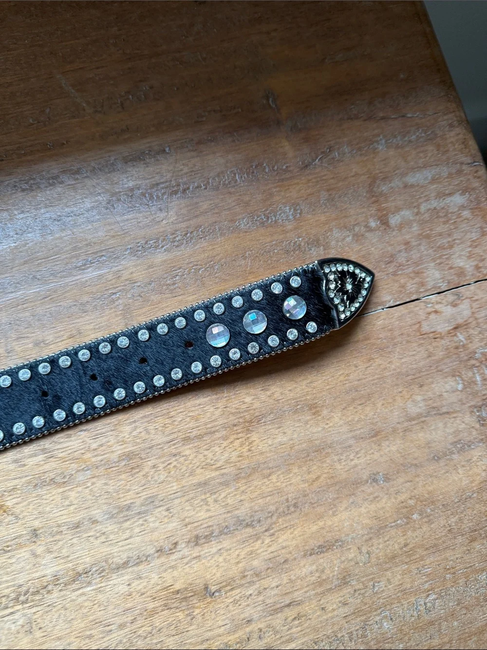 Studded Black Western Belt with Silver Buckle
